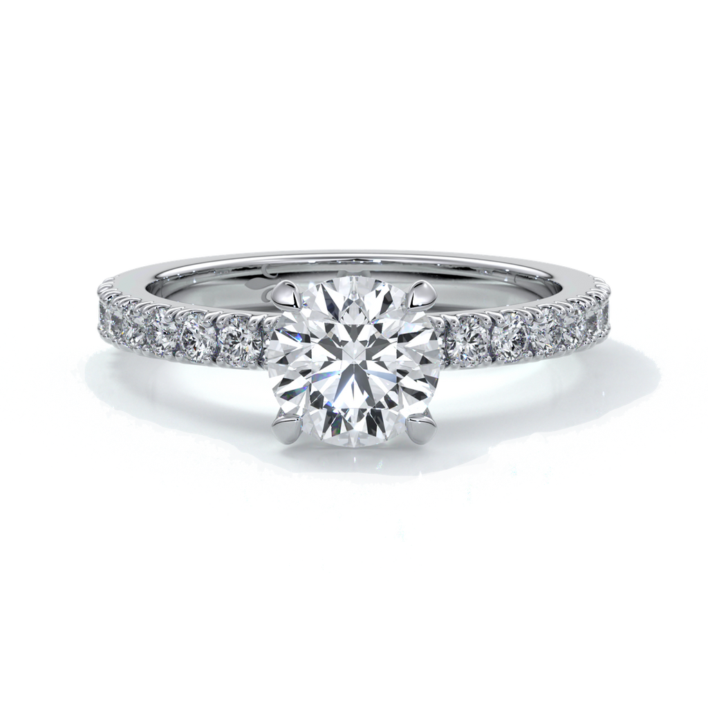 Anna Engagement ring round diamond 4 claw diamond band platinum