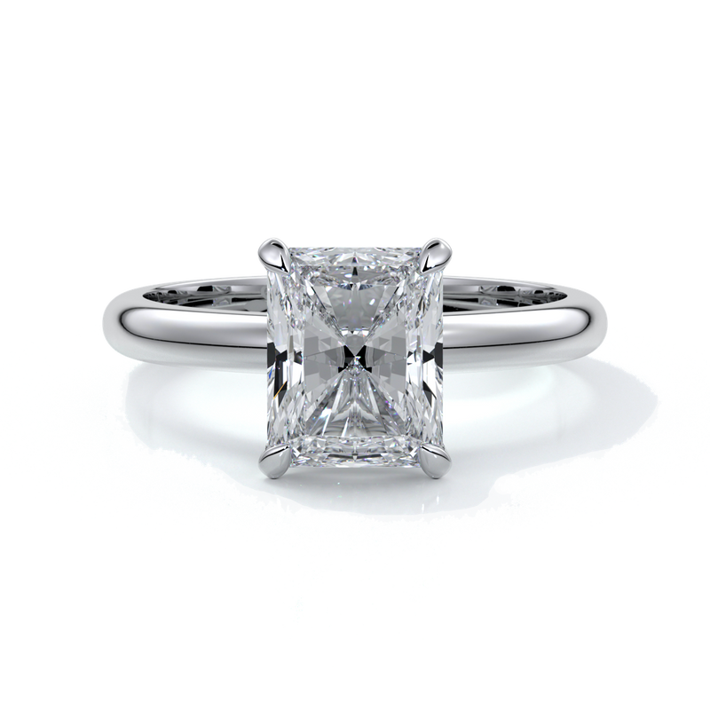 Edith Engagement ring radiant diamond 4 claw 18ct white gold