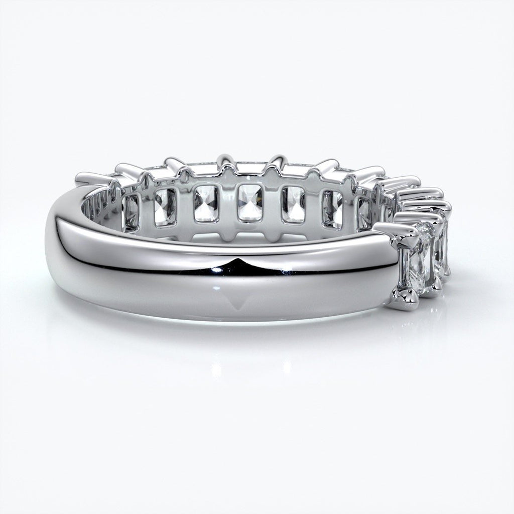 Gemma Wedding ring radiant diamonds scalloped band 18ct white gold