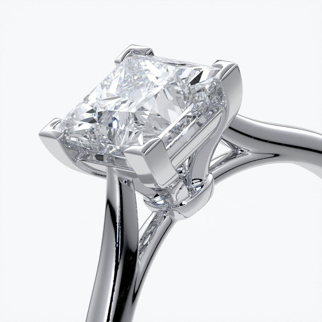 Henrietta Engagement ring princess diamond 4 claw cathedral platinum