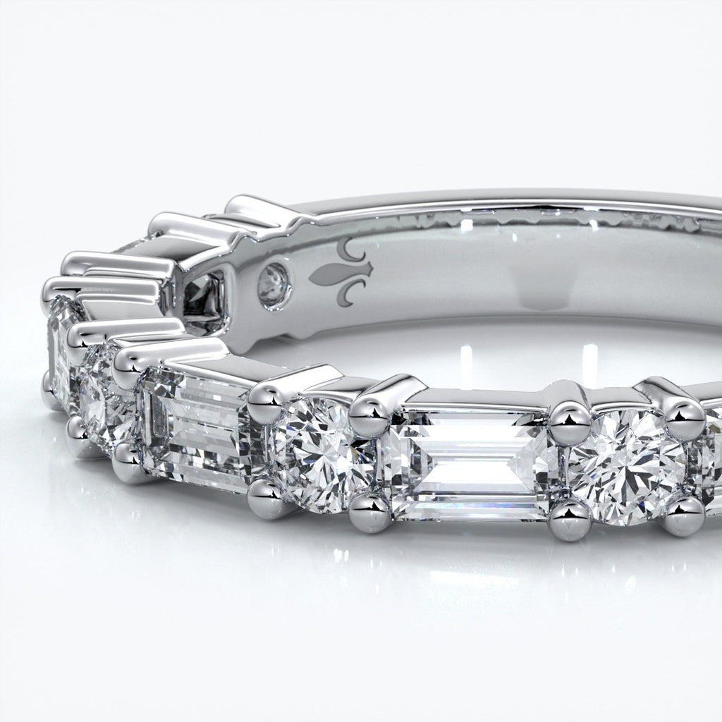 Jessica Wedding ring large round diamonds baguette 18ct white gold