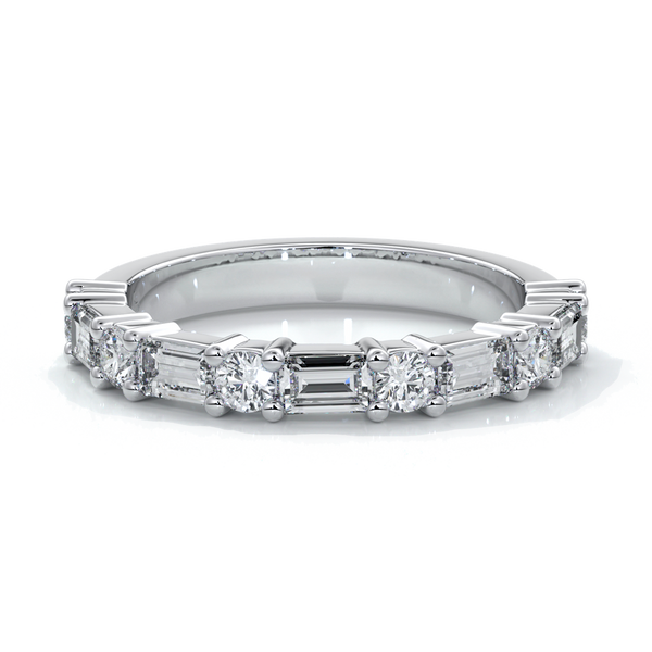 Jessica Wedding ring large round diamonds baguette 18ct white gold