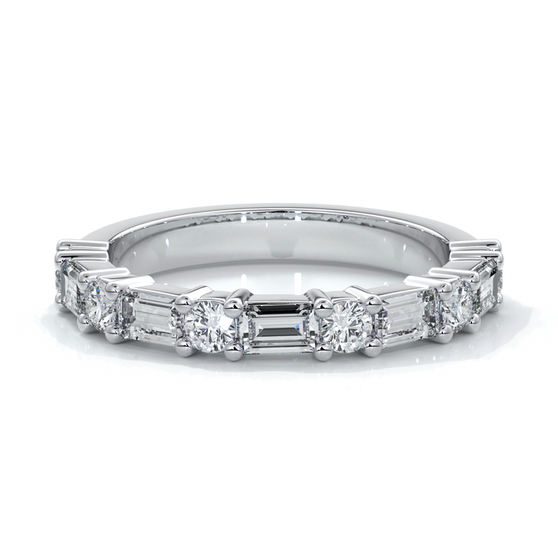 Jessica Wedding ring large round diamonds baguette 18ct white gold