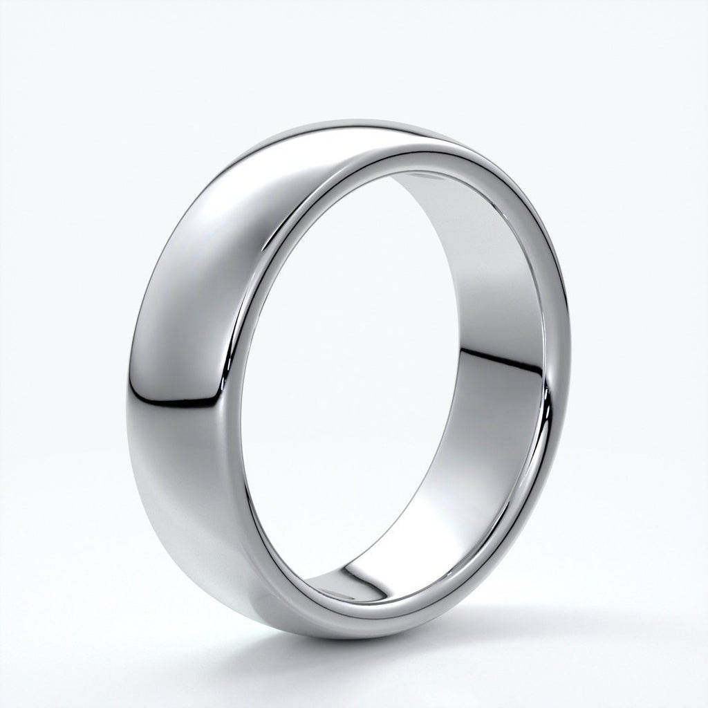 Luke Wedding ring 6mm medium round mens band 18ct white gold