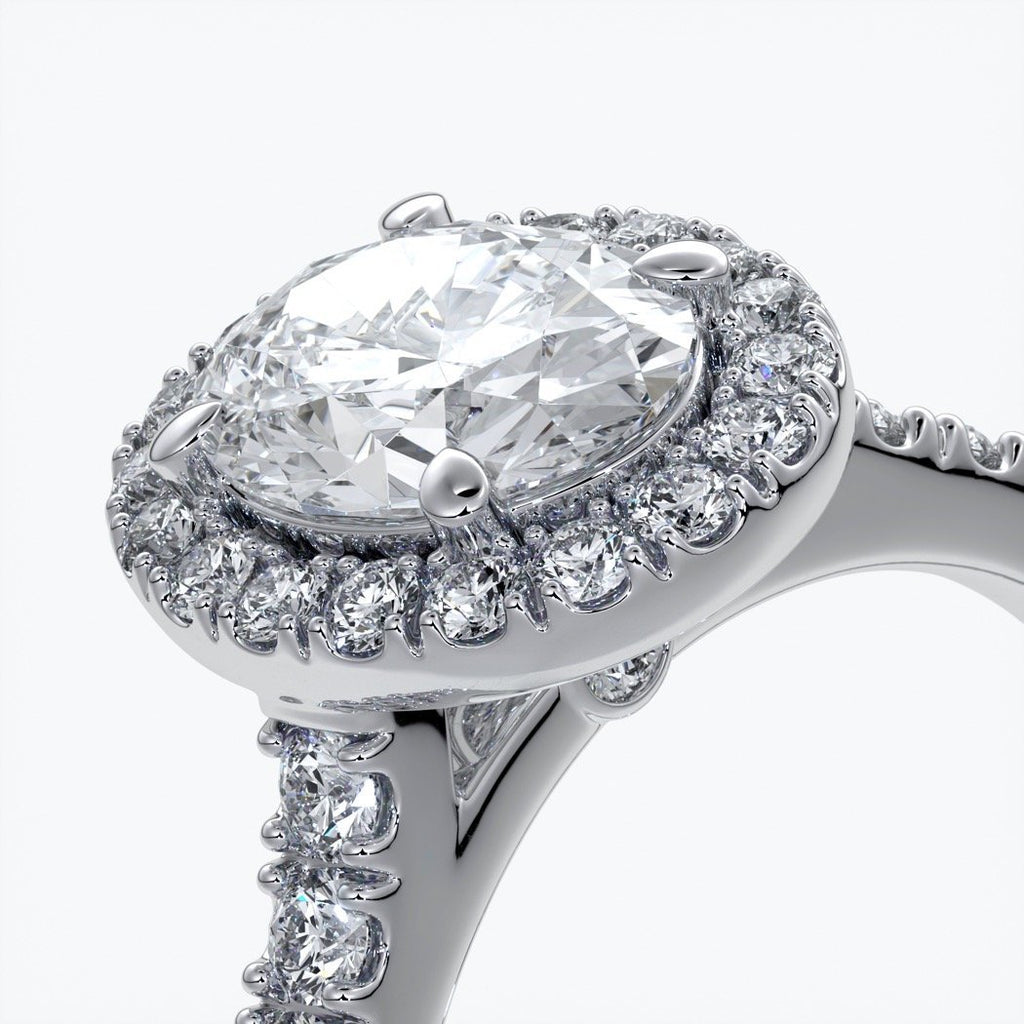 Maddison Engagement Ring oval diamond band halo 18ct white gold