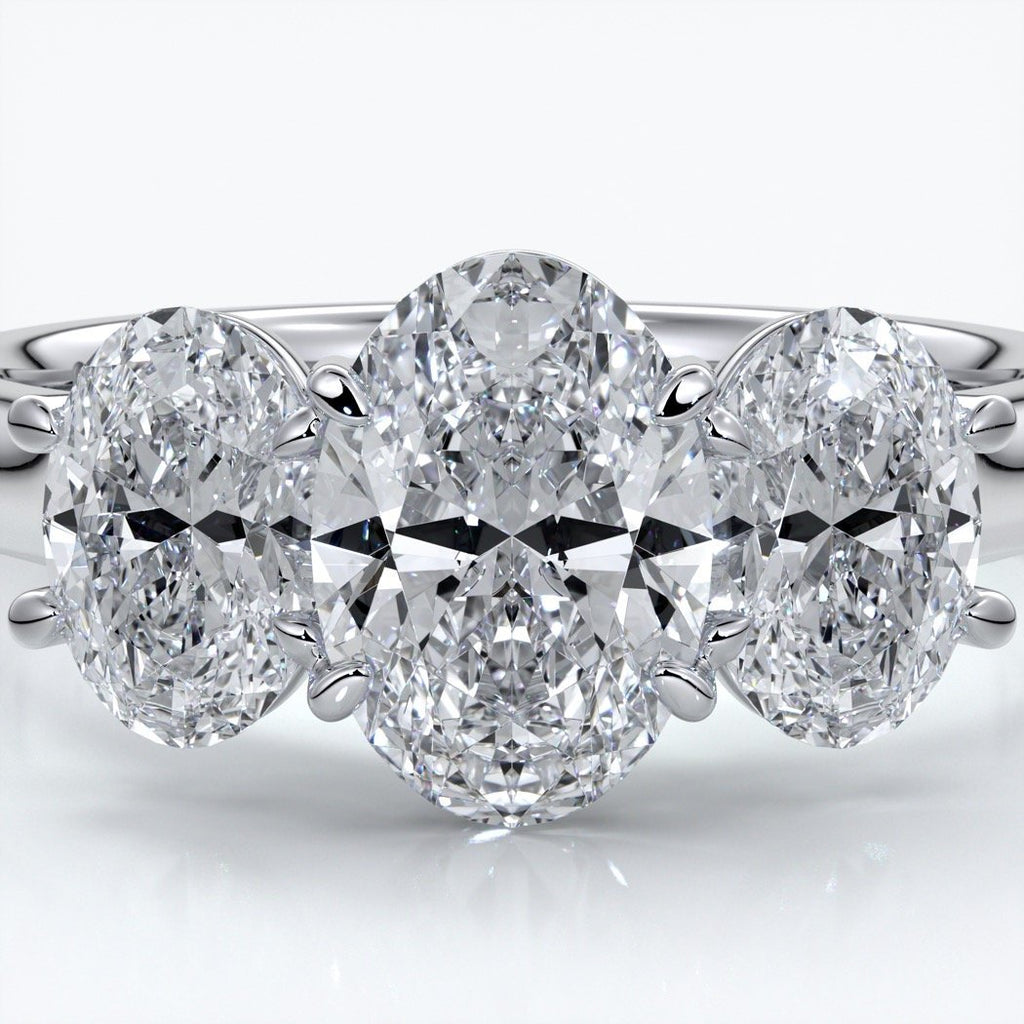 Vera Engagement ring oval trilogy straight platinum