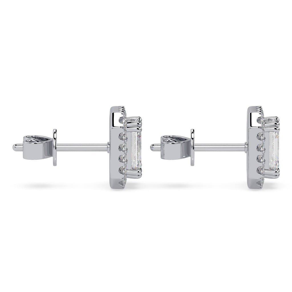 Emerald diamond halo studs