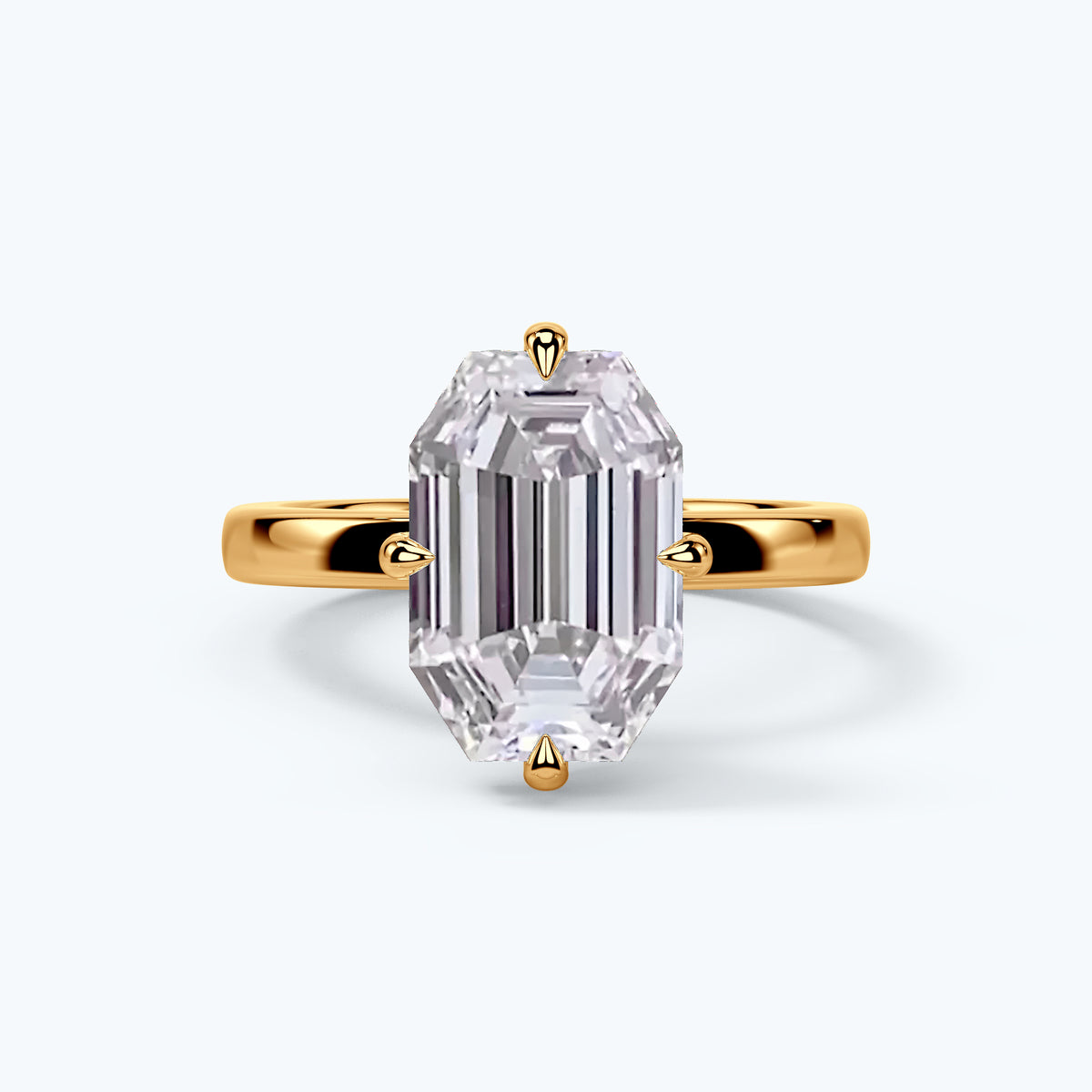 Ophelia — 5ct Old Mine Cut emerald lab diamond, 18k yellow gold, hidden halo