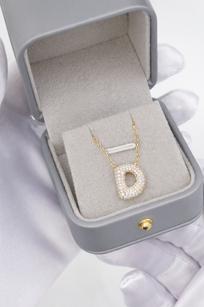 Bubble diamond Letter pendant