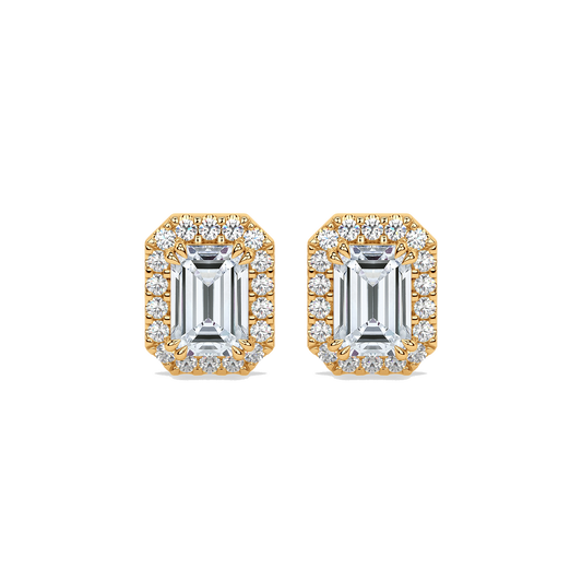 Emerald diamond halo studs
