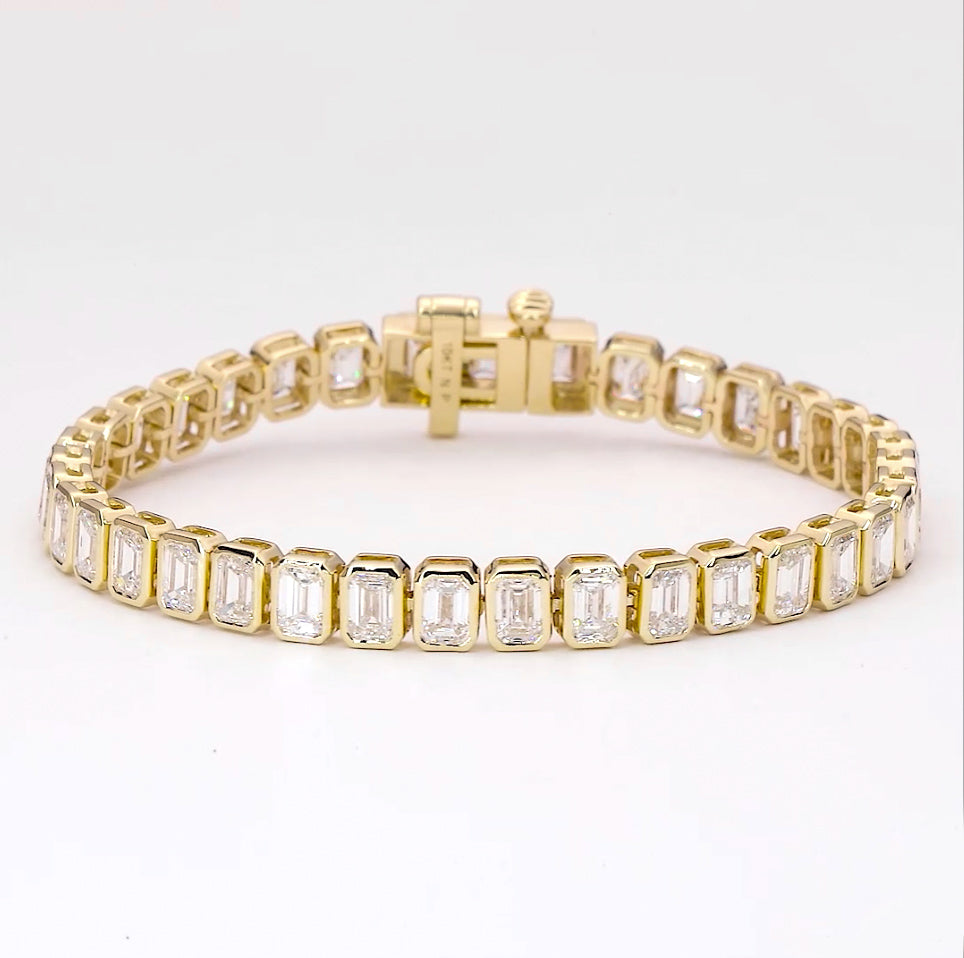 Emerald cut bezel set tennis bracelet Culet Jewellery