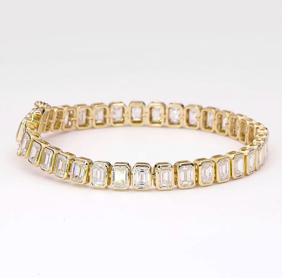 Emerald cut bezel set tennis bracelet