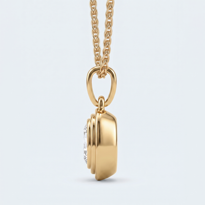 Capri pendant - side profile showing the stepped gold frame