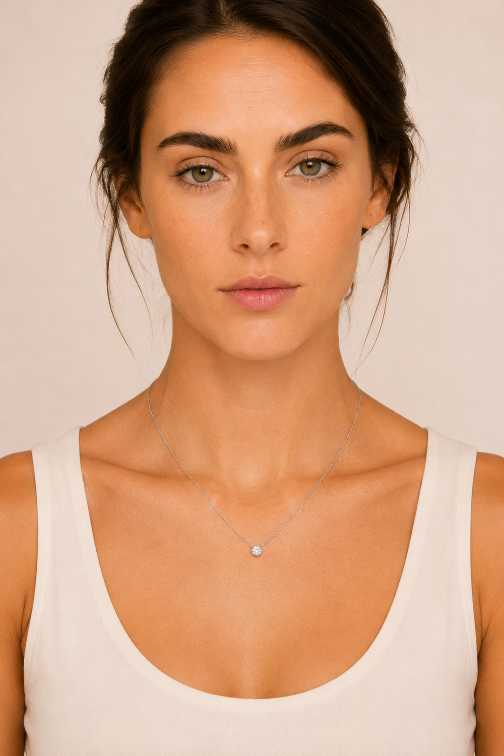 Necklaces editorial — layered chains on neck