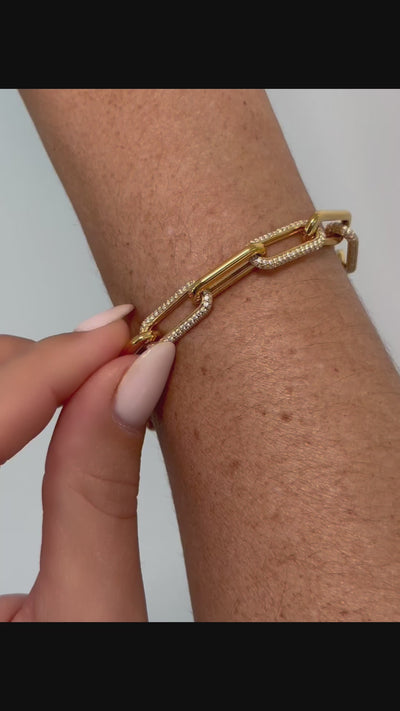 Paper Clip Diamond Bracelet