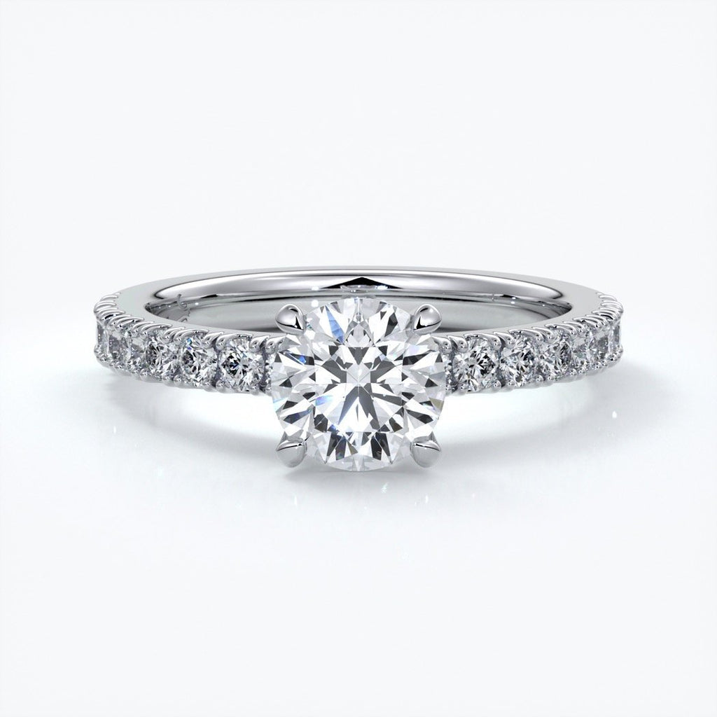Ada Engagement ring round diamond 4 claw diamond band 18ct white gold