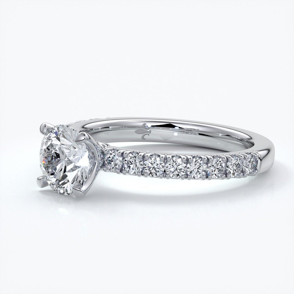 Ada Engagement ring round diamond 4 claw diamond band 18ct white gold