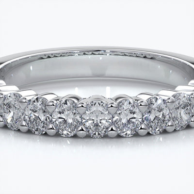 Alana Wedding ring oval diamonds scalloped 18ct white gold