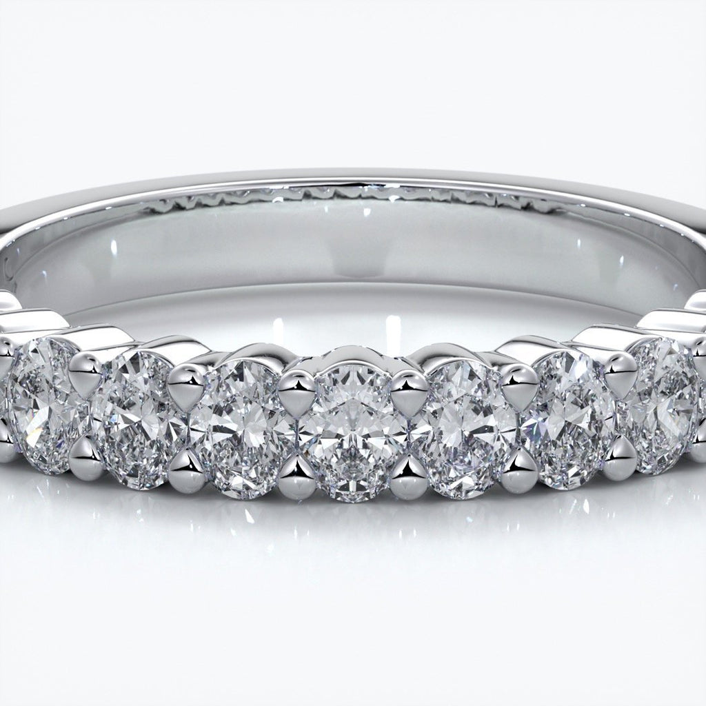 Alana Wedding ring oval diamonds scalloped 18ct white gold