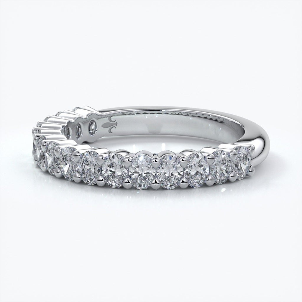 Alana Wedding ring oval diamonds scalloped 18ct white gold