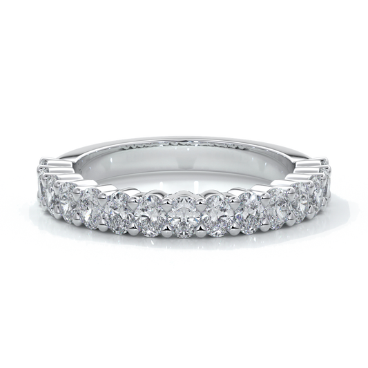 Alana Wedding ring oval diamonds scalloped 18ct white gold