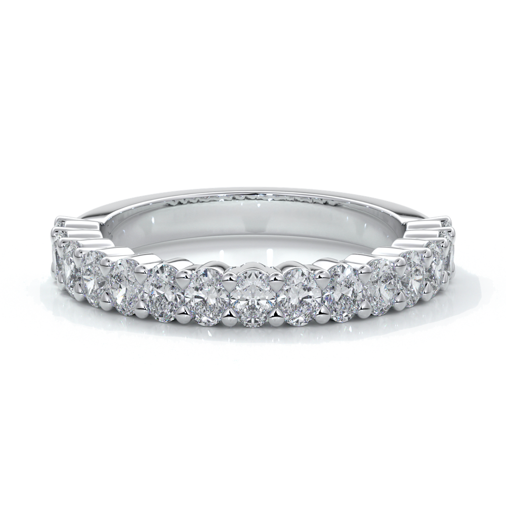 Alana Wedding ring oval diamonds scalloped 18ct white gold
