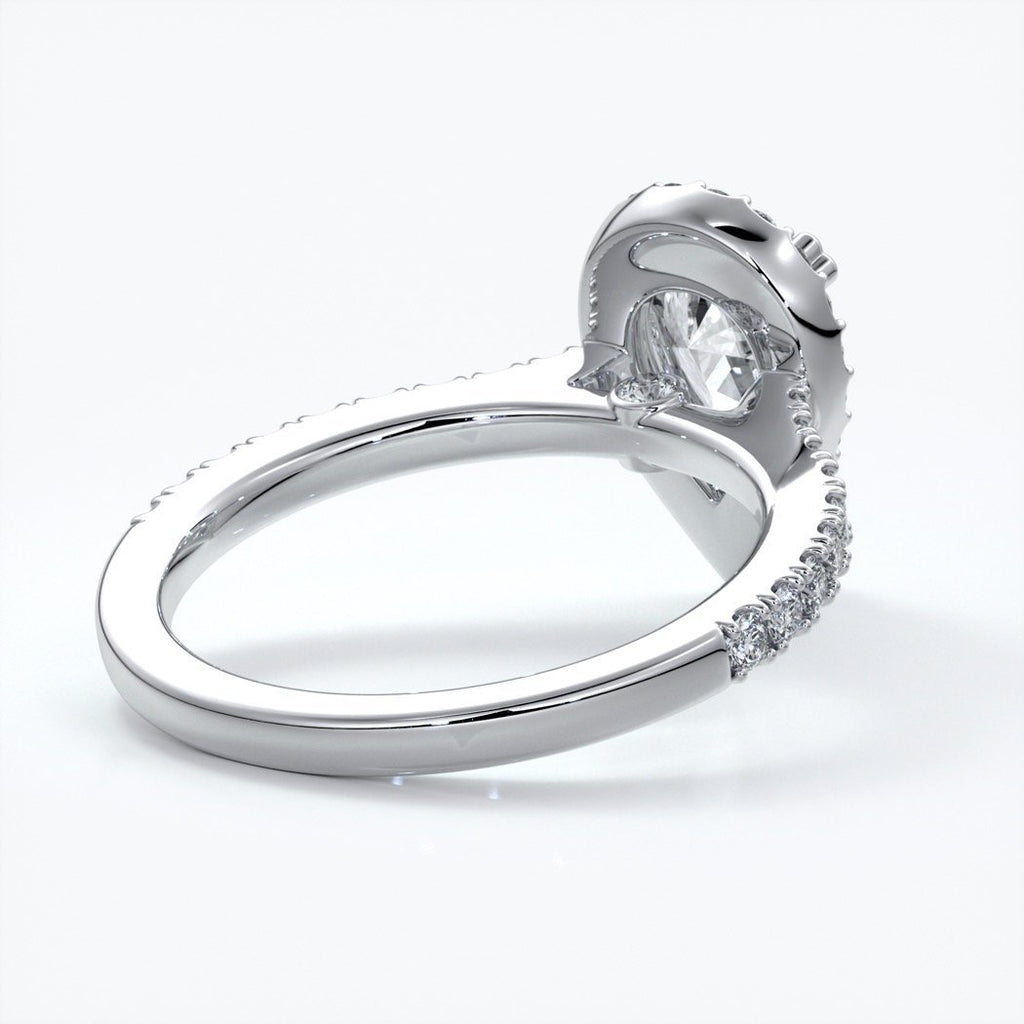 Alice Engagement Ring pear diamond band halo platinum