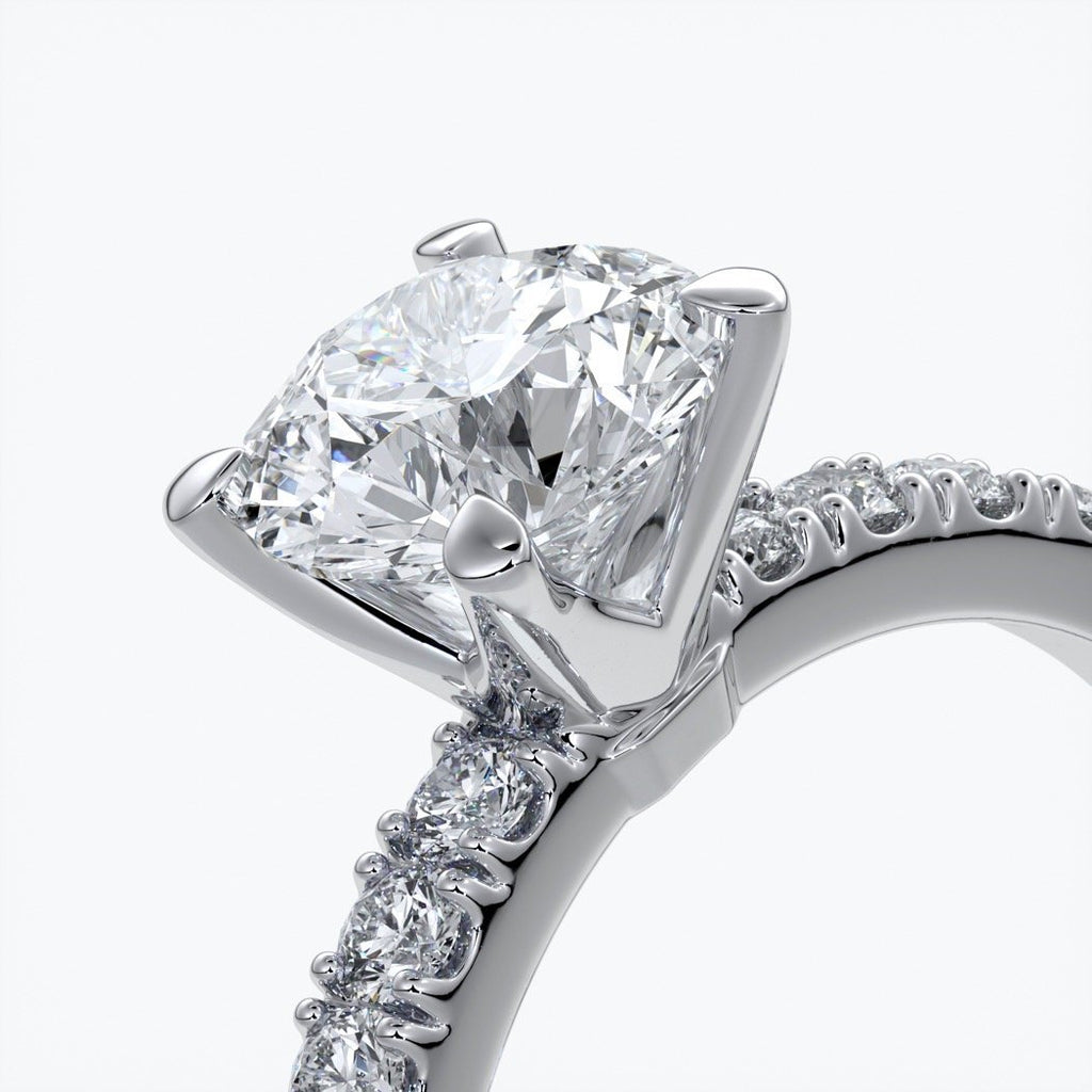 Anna Engagement ring round diamond 4 claw diamond band platinum