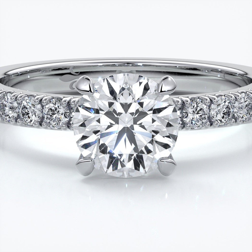 Anna Engagement ring round diamond 4 claw diamond band platinum