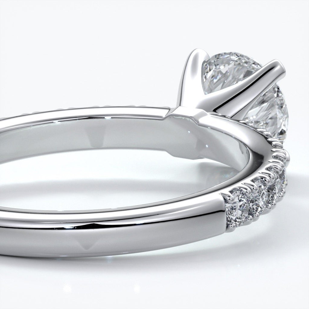 Anna Engagement ring round diamond 4 claw diamond band platinum