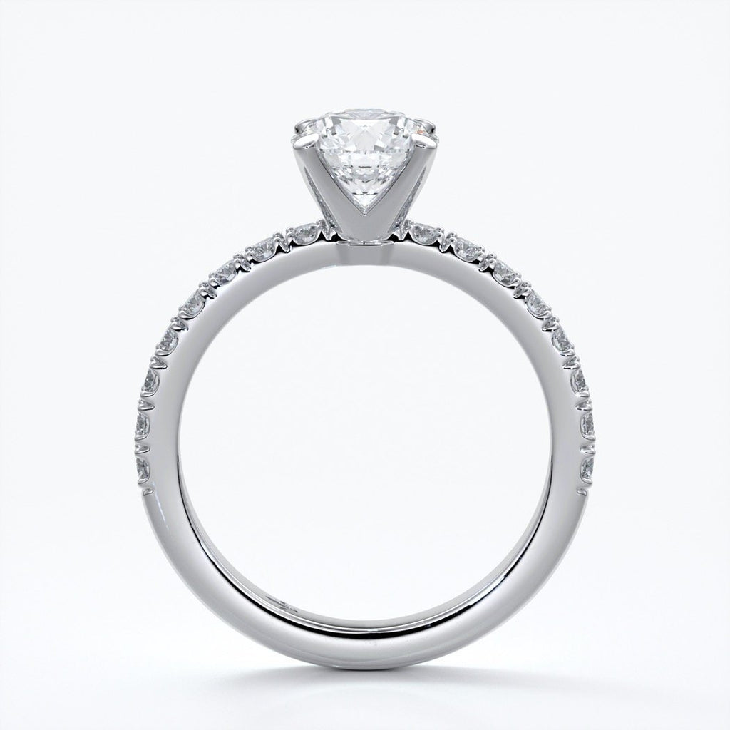 Anna Engagement ring round diamond 4 claw diamond band platinum