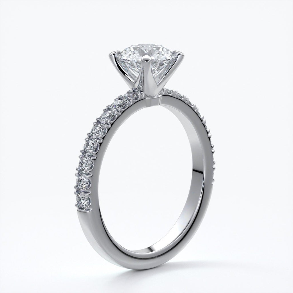 Anna Engagement ring round diamond 4 claw diamond band platinum
