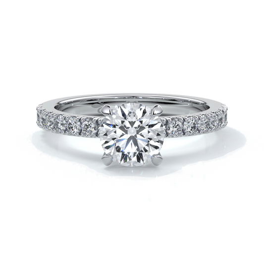 Anna Engagement ring round diamond 4 claw diamond band platinum