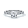 Anna Engagement ring round diamond 4 claw diamond band platinum