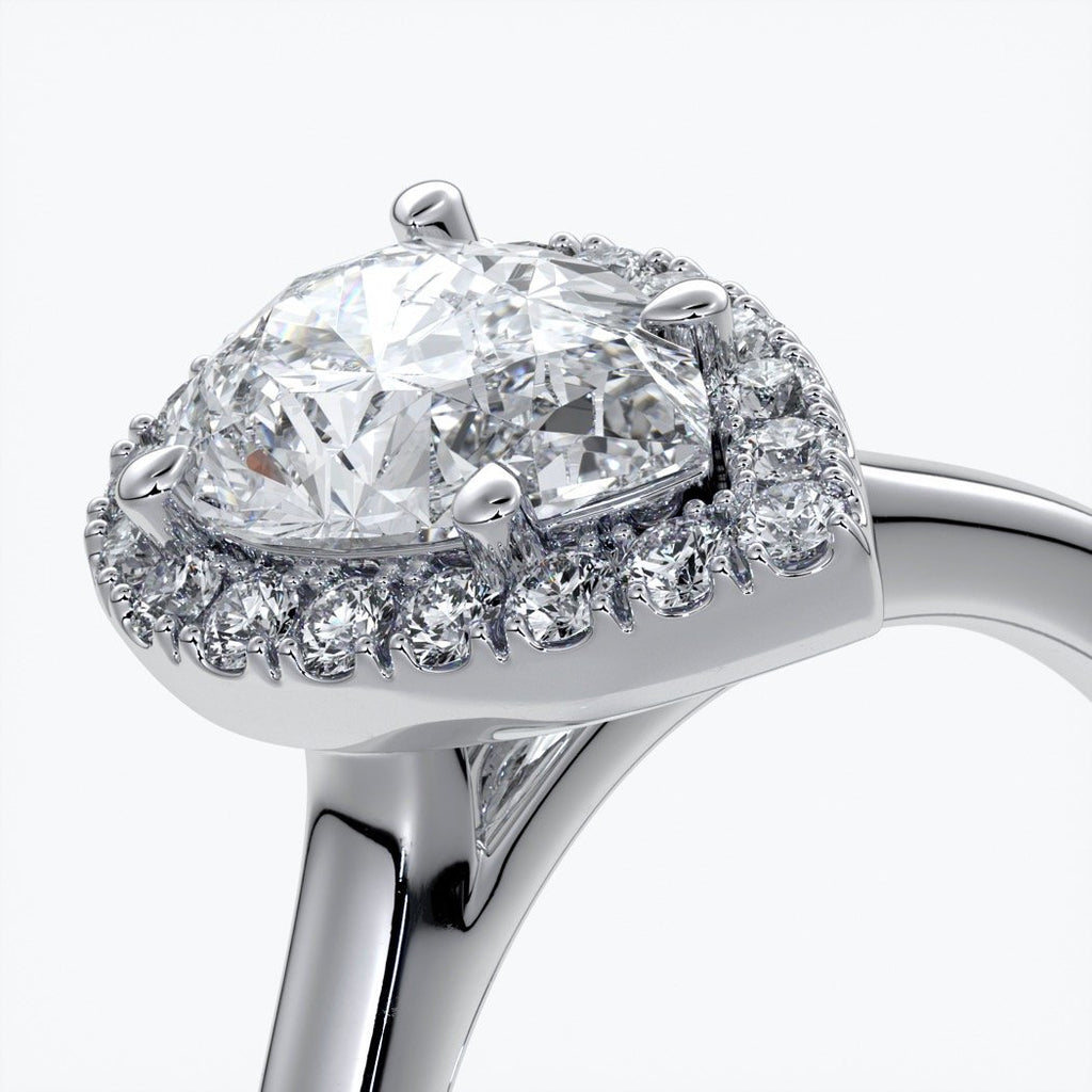 Audrey Engagement Ring pear halo platinum