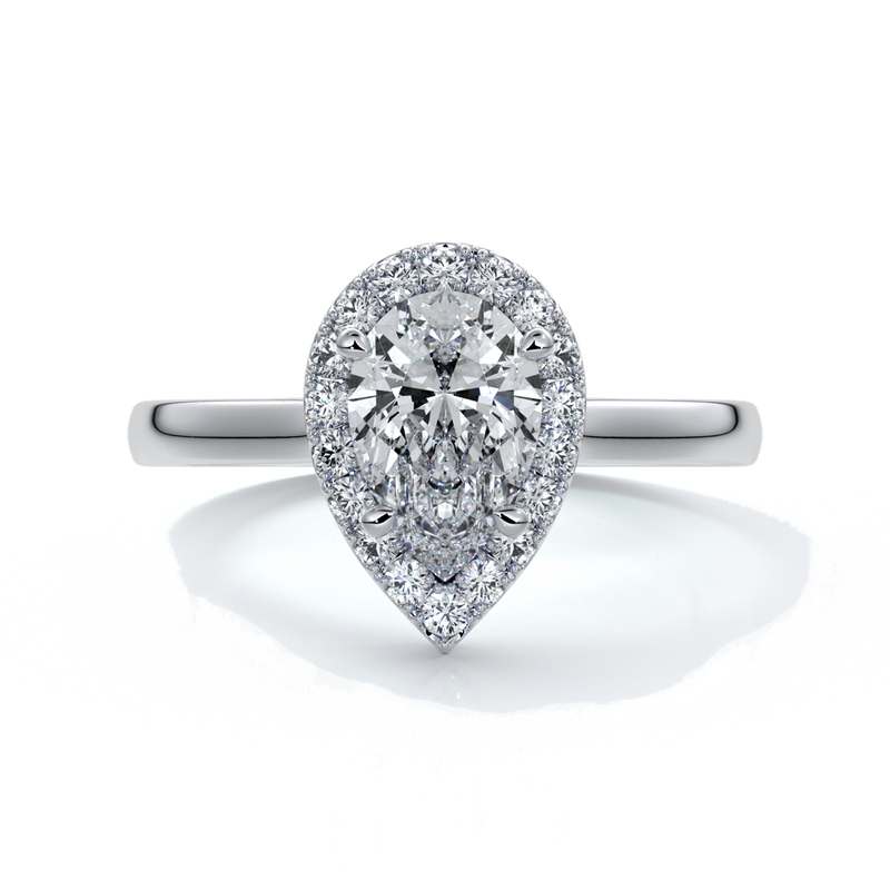 Audrey Engagement Ring pear halo platinum