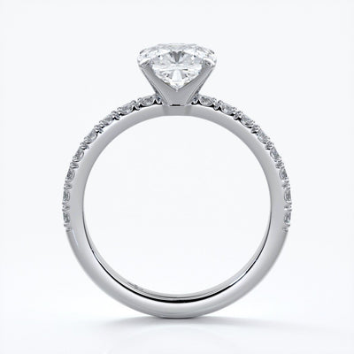 Belle Engagement ring cushion cut diamond 4 claw diamond band platinum