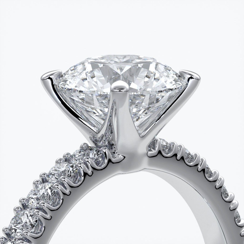 Bridget Engagement ring round diamond 4 claw diamond band 18ct white gold