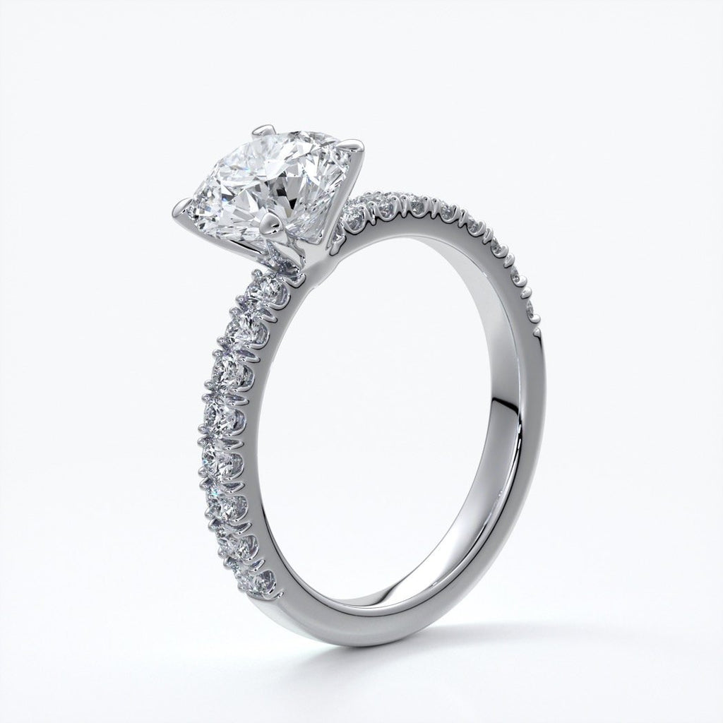 Bridget Engagement ring round diamond 4 claw diamond band 18ct white gold