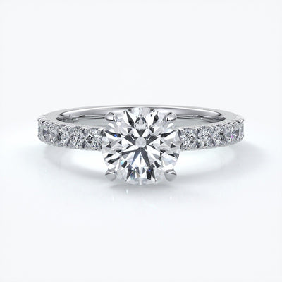 Bridget Engagement ring round diamond 4 claw diamond band 18ct white gold