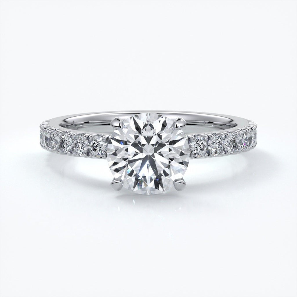 Bridget Engagement ring round diamond 4 claw diamond band 18ct white gold