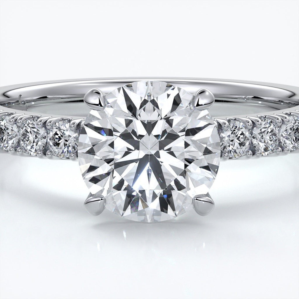 Bridget Engagement ring round diamond 4 claw diamond band 18ct white gold