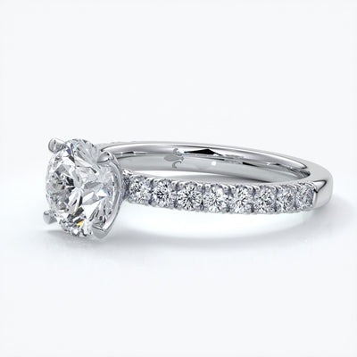 Bridget Engagement ring round diamond 4 claw diamond band 18ct white gold