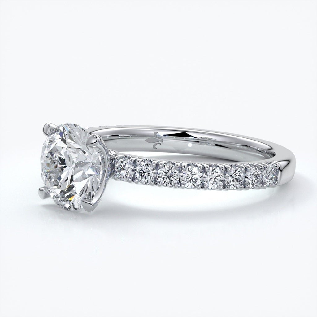 Bridget Engagement ring round diamond 4 claw diamond band 18ct white gold