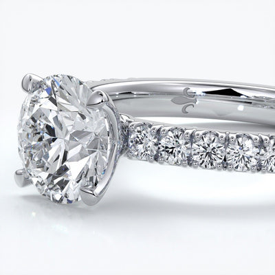Bridget Engagement ring round diamond 4 claw diamond band 18ct white gold