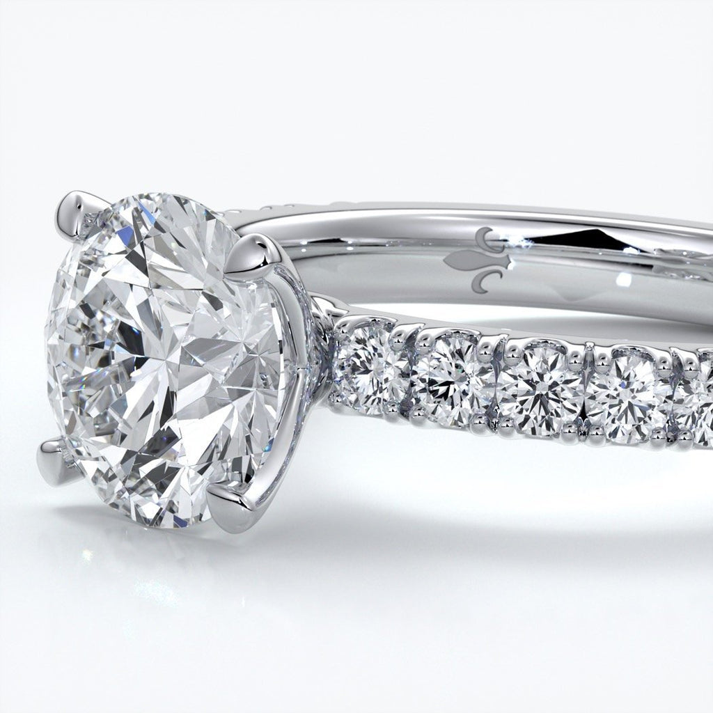 Bridget Engagement ring round diamond 4 claw diamond band 18ct white gold