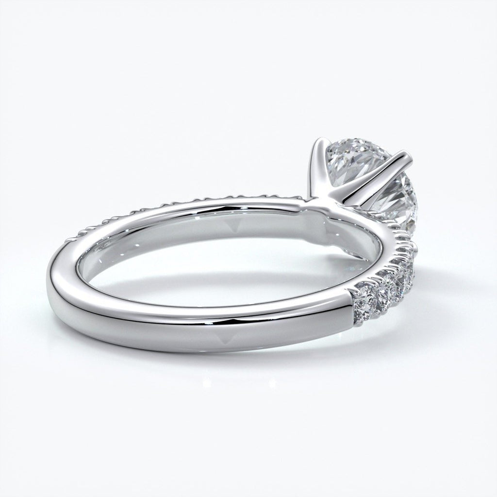 Bridget Engagement ring round diamond 4 claw diamond band 18ct white gold