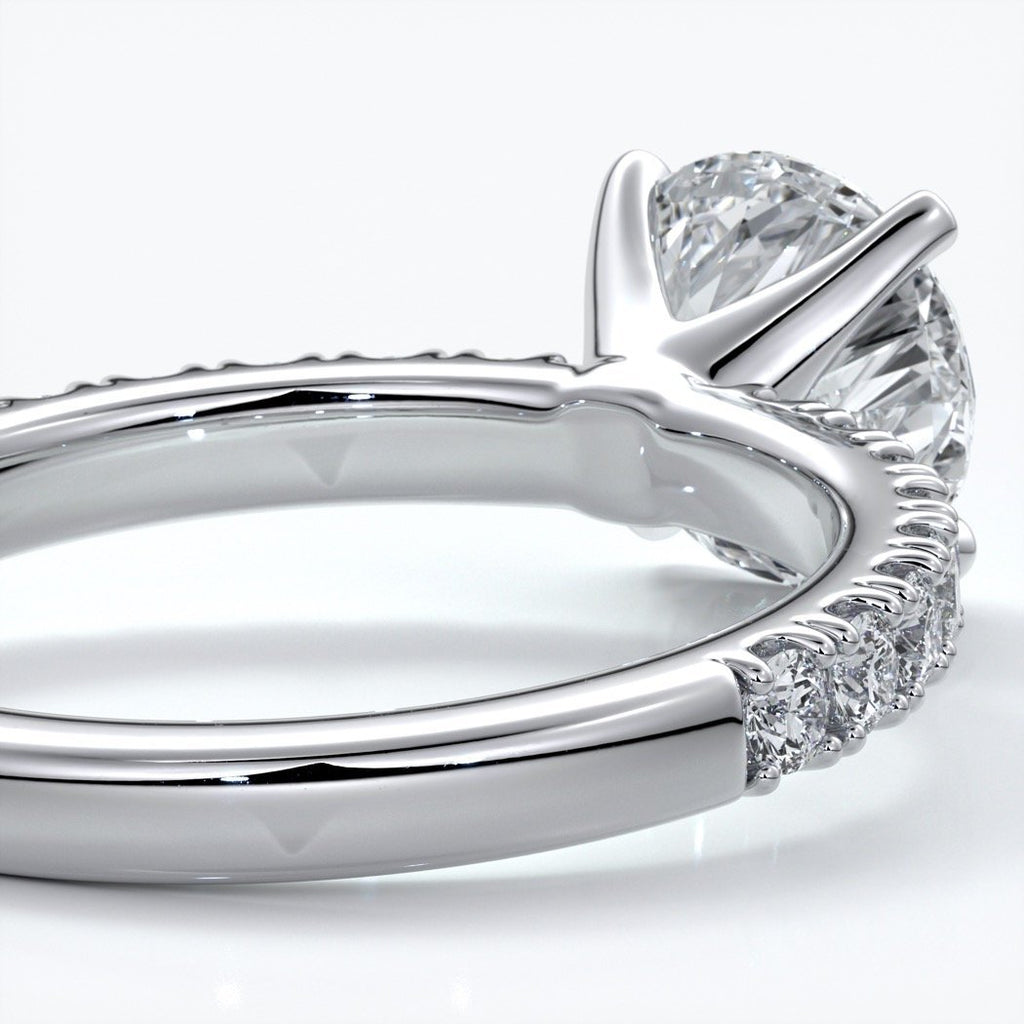 Bridget Engagement ring round diamond 4 claw diamond band 18ct white gold