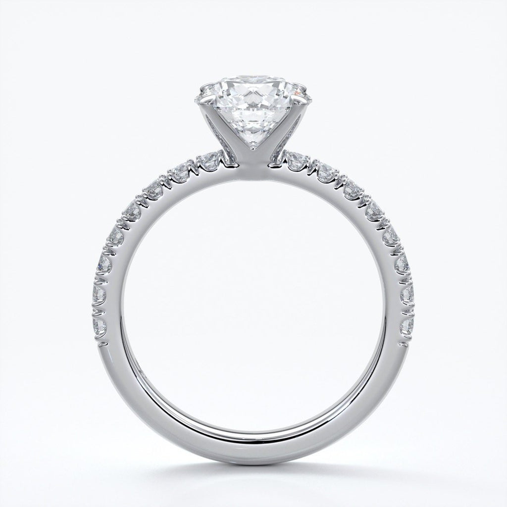 Bridget Engagement ring round diamond 4 claw diamond band 18ct white gold