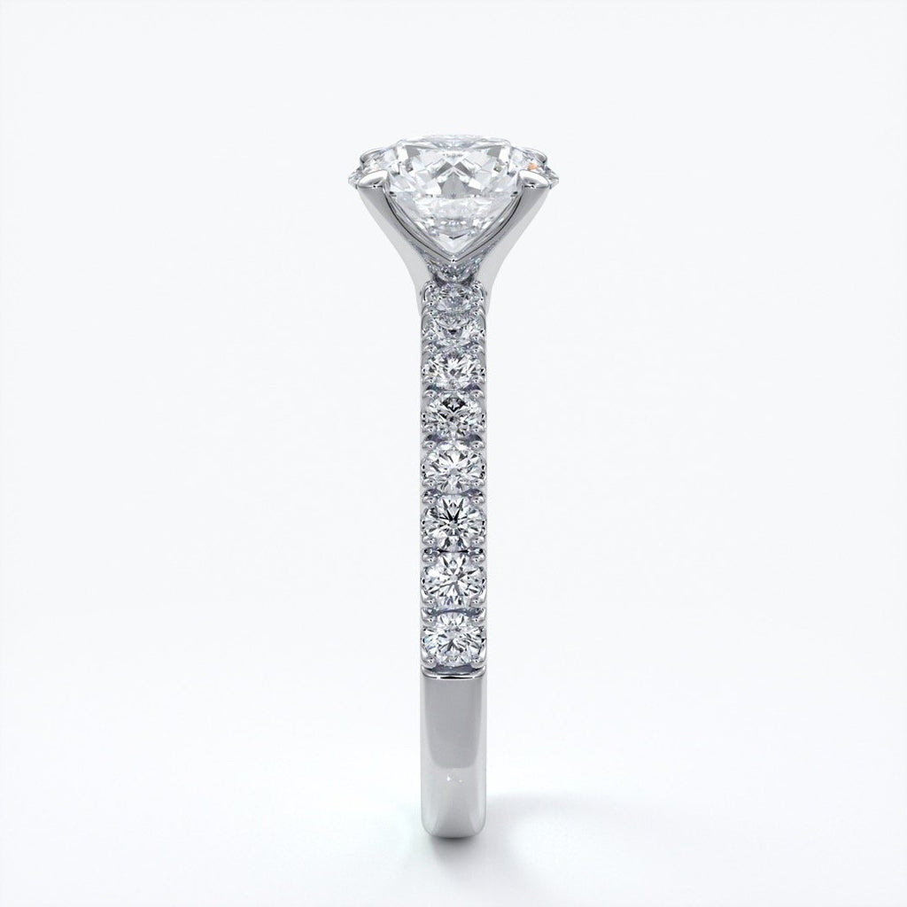 Bridget Engagement ring round diamond 4 claw diamond band 18ct white gold